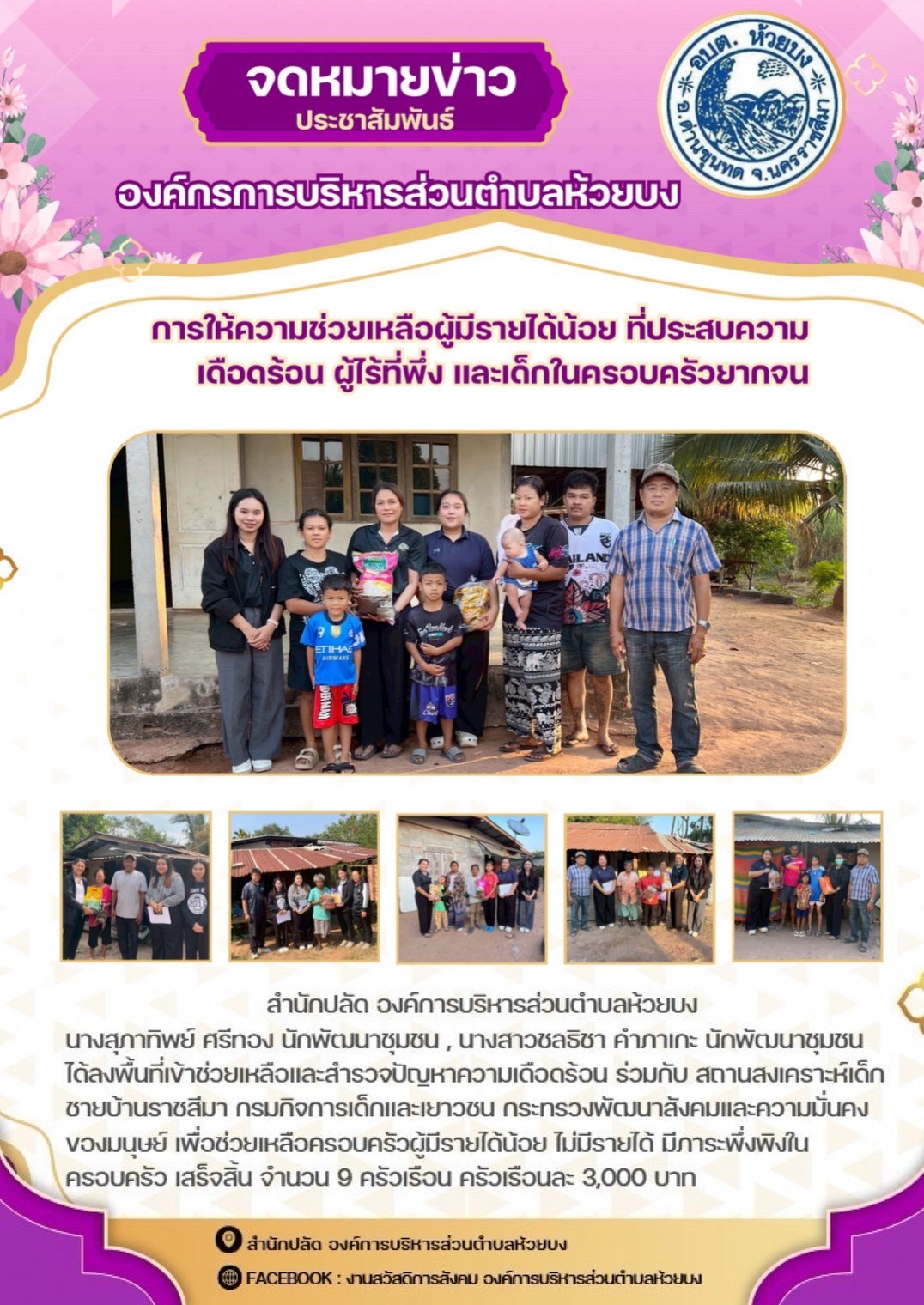 ลงพื้นที่เข้าช่วยเหลือและสำรวจปัญหาความเดือนร้อน ร่วมกับสถานสงเคราะห์เด็กชาย